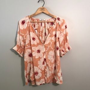 Madewell Smocked Button-Down Floral Big Time Bloom